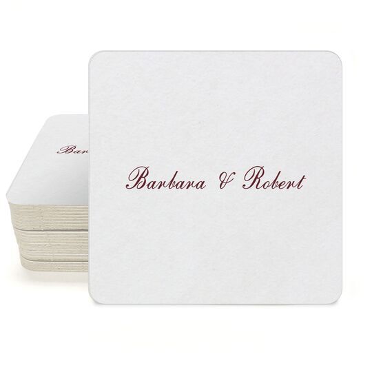 Formal Script Square Coasters
